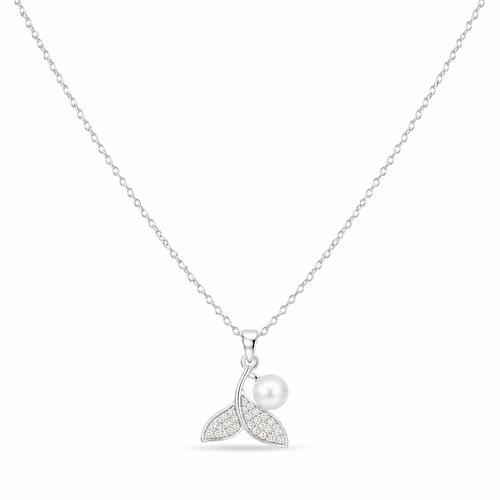 Pearl Mermaid Tail Necklace – Silver