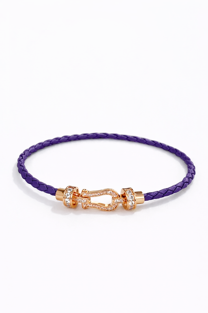 Horseshoe buckle Purple braided rope