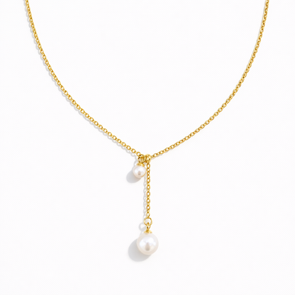 Gold chain pearl Y-shaped necklace