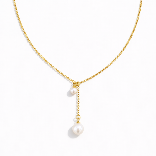 Gold chain pearl Y-shaped necklace