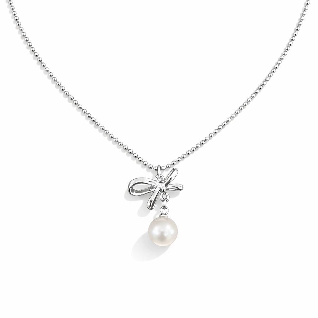 Bow Pearl Pendant Necklace