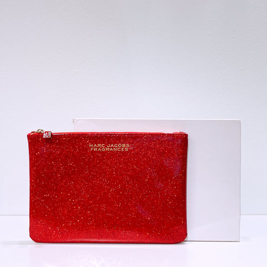 Marc Jacobs Fragrances Red Glitter Faux Leather Clutch