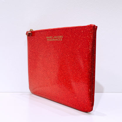 Marc Jacobs Fragrances Red Glitter Faux Leather Clutch