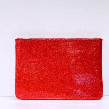 Marc Jacobs Fragrances Red Glitter Faux Leather Clutch