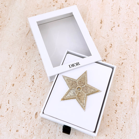 Dior Star Brooch Pin Badge Gold Embroidery Accessory