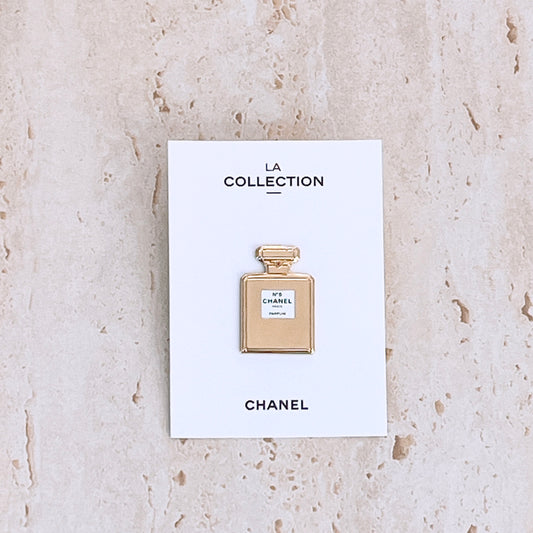 Chanel VIP Perfume Bottle Gold Tone Pin Brooch