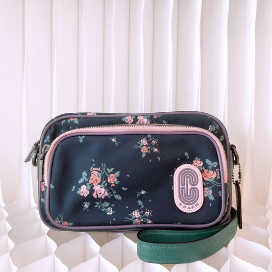 Coach Court Crossbody 91020 Rose Bouquet Print Nylon Camera Bag