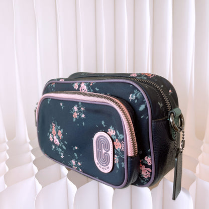 Coach Court Crossbody 91020 Rose Bouquet Print Nylon Camera Bag