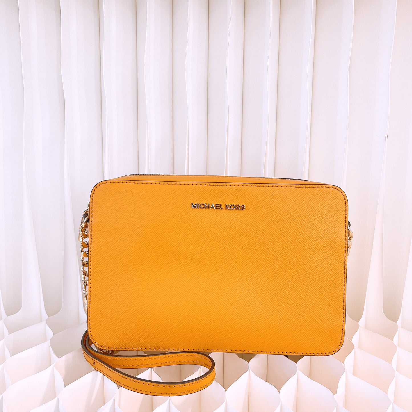 Michael Kors Jet Set Large Saffiano Leather Crossbody Bag in Yellow