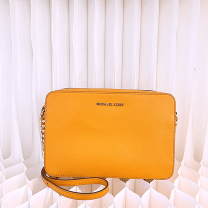 Michael Kors Jet Set Large Saffiano Leather Crossbody Bag in Yellow