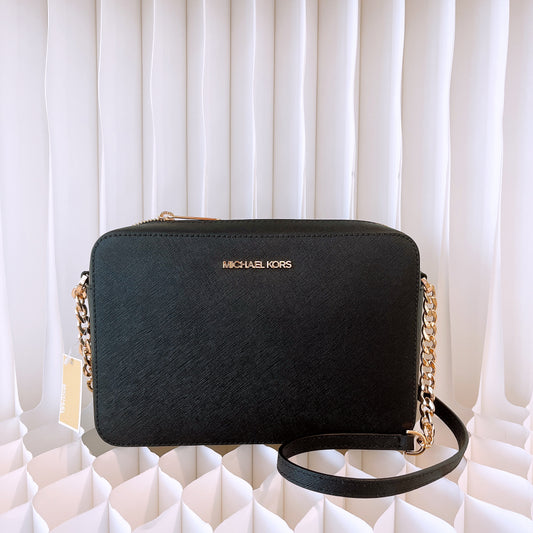 Michael Kors Jet Set Large East West Crossbody Black Saffiano