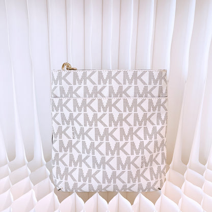 Michael Kors MK Jet Set Vanilla PVC Signature MK Chain Crossbody Bag