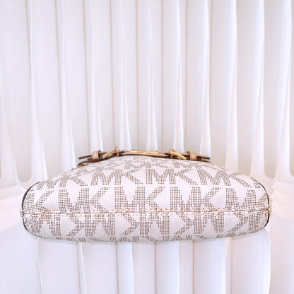 Michael Kors MK Jet Set Vanilla PVC Signature MK Chain Crossbody Bag