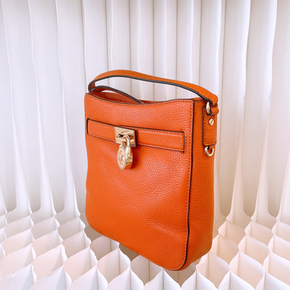 Michael Kors Hamilton Crossbody Pebble Leather In Orange