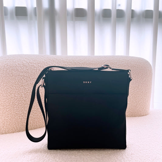 DKNY Top Zip Black Nylon Messenger