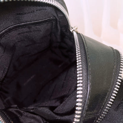 Michael Kors Black Rhea Studded Star Mini Messenger Zip Backpack Bag