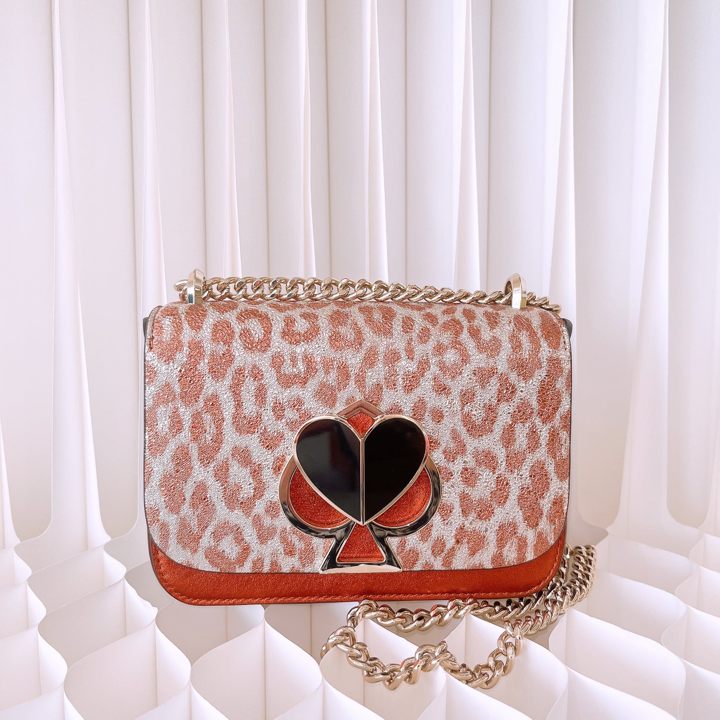 Kate Spade Nicola Metallic Leopard Twistlock Convertible Chain Crossbody Bag