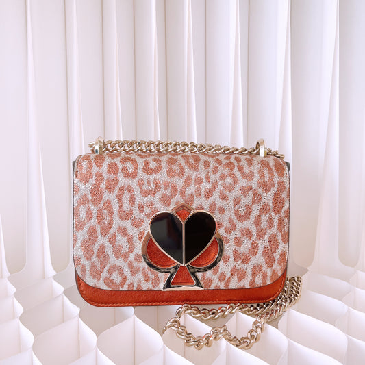 Kate Spade Nicola Metallic Leopard Twistlock Convertible Chain Crossbody Bag