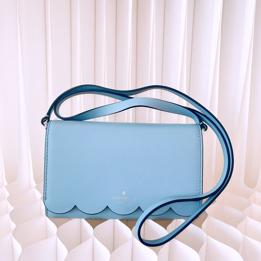 Kate Spade Magnolia Street Addison Blue Scallop Convertible Crossbody Bag