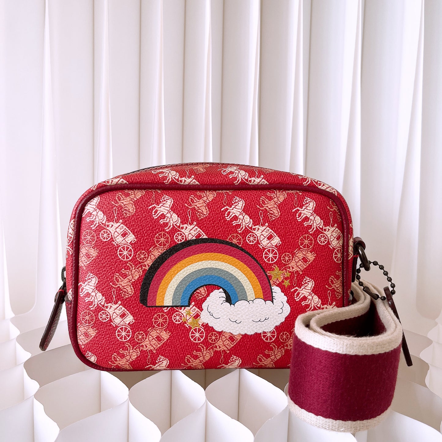 Coach Camera Bag 16 With Horse And Carriage Print And Rainbow