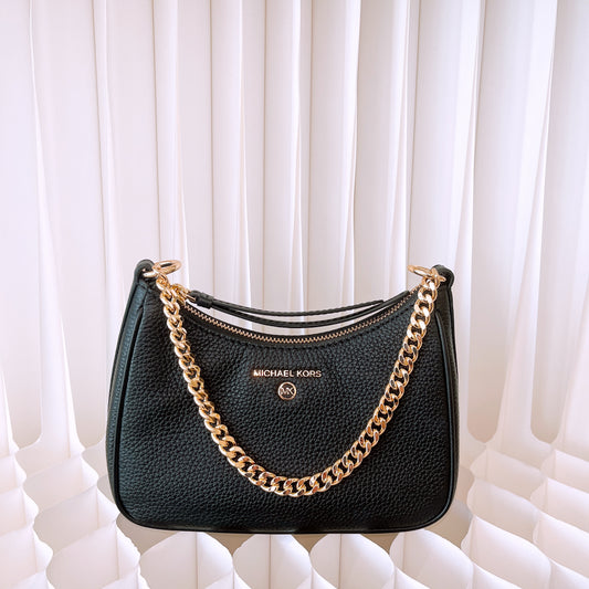 Michael Kors Women's Black Small Shoulder Bag In Grained Leather