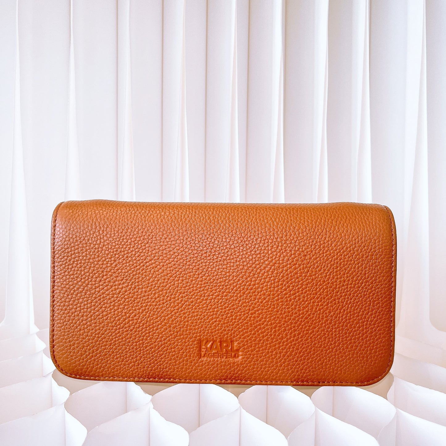 Karl Lagefeld K/Pebble Chain Evening Clutch Brown