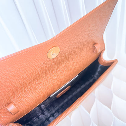 Karl Lagefeld K/Pebble Chain Evening Clutch Brown