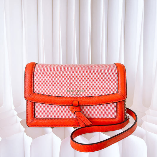 Kate Spade Knott Canvas Flap Crossbody In Dried Apricot Multi