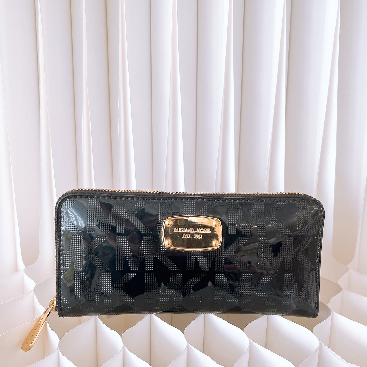 Michael Kors Signature Mirror Metallic Zip Around Continental Wallet