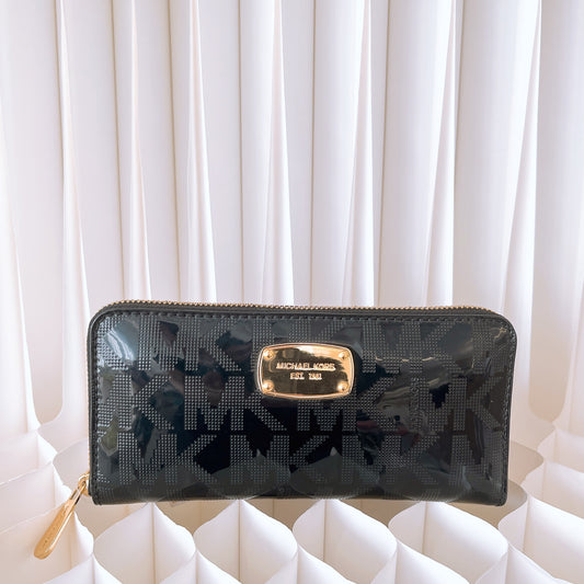 Michael Kors Signature Mirror Metallic Zip Around Continental Wallet