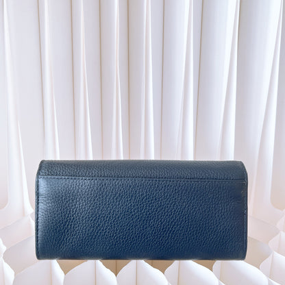 Michael Kors Sullivan Carryall Large Navy Pebbled Leather Turn Lock Wallet