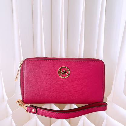 Michael Kors Leather Wallet with Strap in merlot