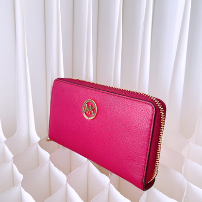 Michael Kors Leather Wallet with Strap in merlot