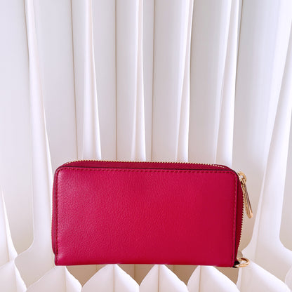 Michael Kors Leather Wallet with Strap in merlot