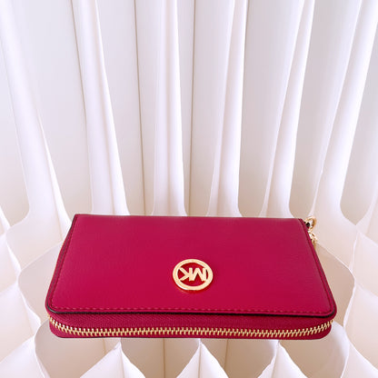 Michael Kors Leather Wallet with Strap in merlot