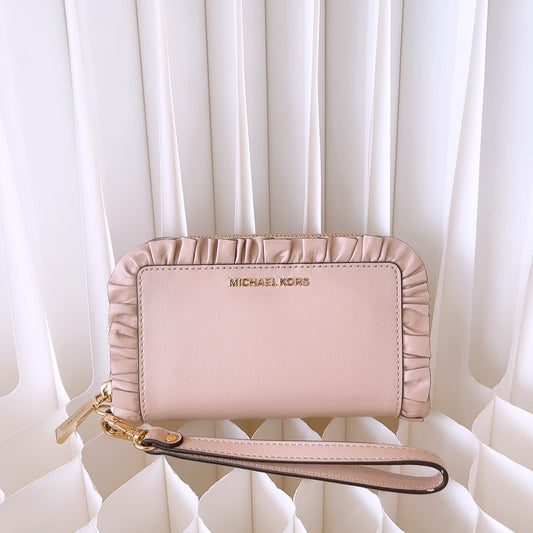 Michael Kors Ruffle Zip Around Wallet Phone Wristlet