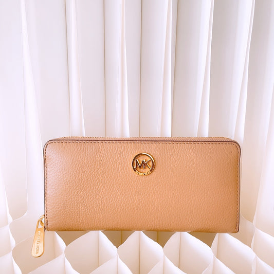 Michael Kors Fulton Dk Khaki Zip Around Continental Leather Wallet