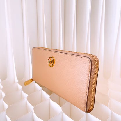 Michael Kors Fulton Dk Khaki Zip Around Continental Leather Wallet
