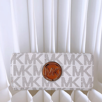 Michael Kors Fulton Flap Continental Long Wallet Monogram Vanilla