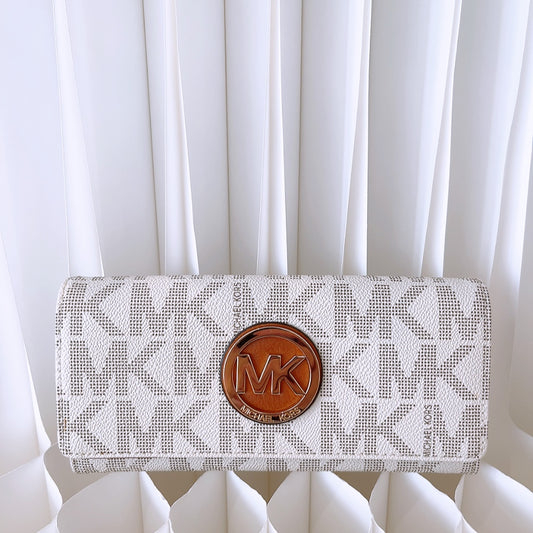 Michael Kors Fulton Flap Continental Long Wallet Monogram Vanilla
