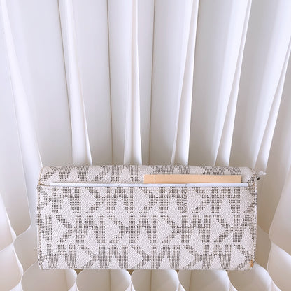 Michael Kors Fulton Flap Continental Long Wallet Monogram Vanilla