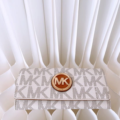 Michael Kors Fulton Flap Continental Long Wallet Monogram Vanilla