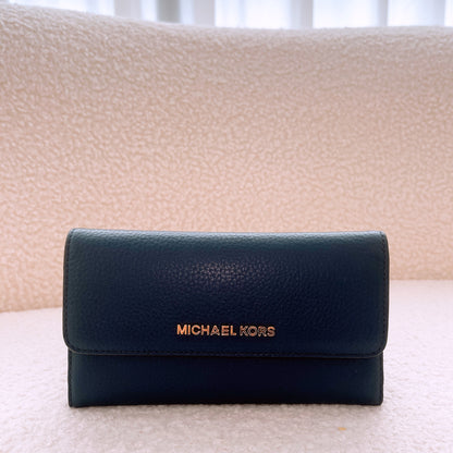 Michael Kors Jet Set Travel Trifold Flap Wallet Navy