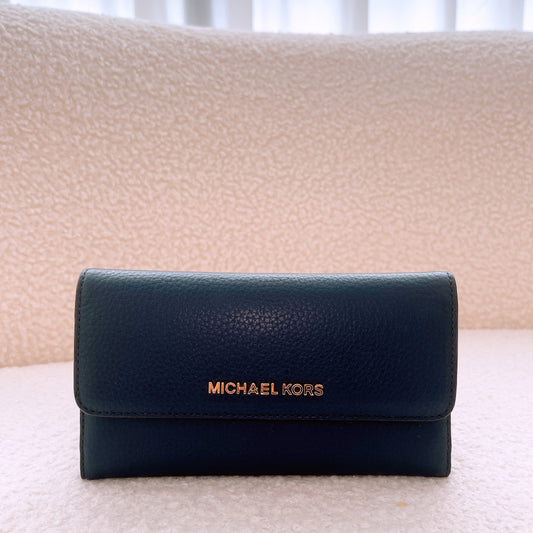 Michael Kors Jet Set Travel Trifold Flap Wallet Navy