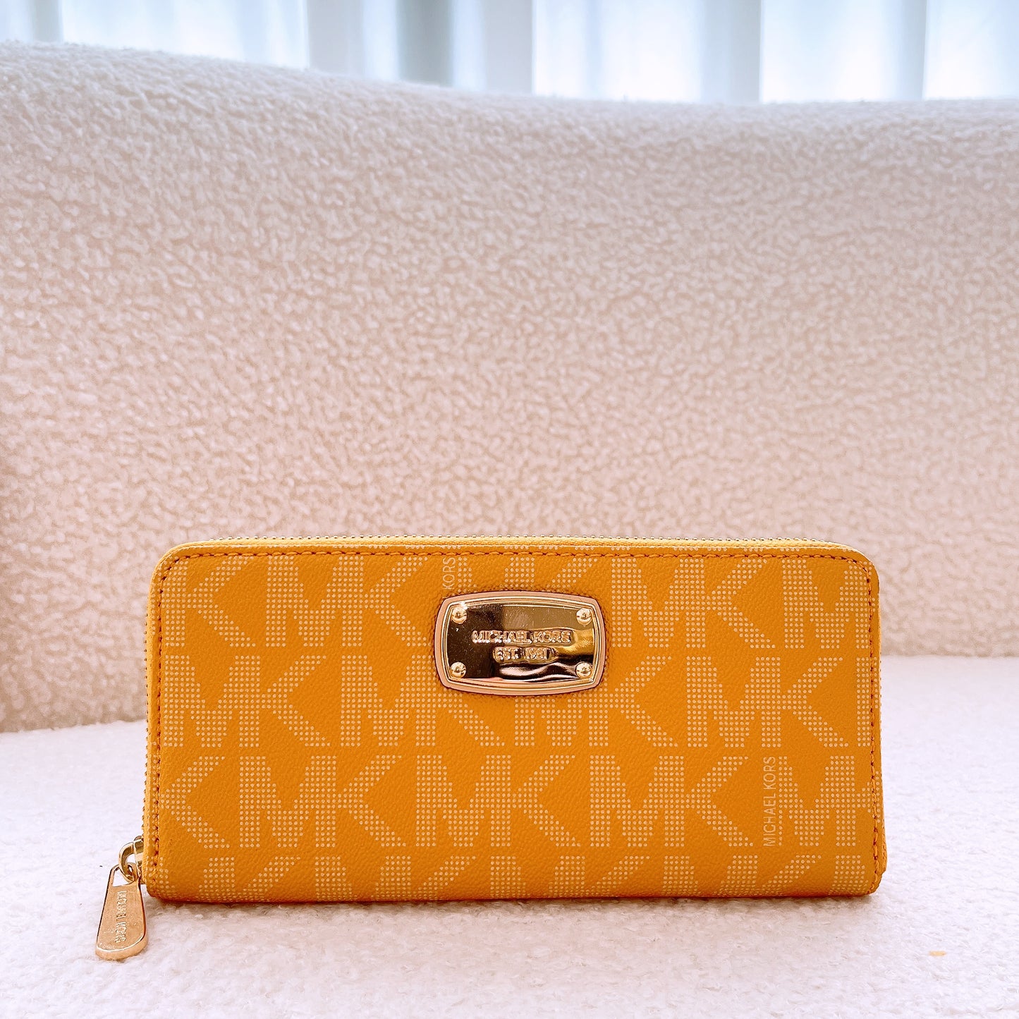 Michael Kors Signature Yellow Large Zip Around Long Wallet