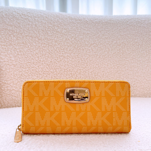 Michael Kors Signature Yellow Large Zip Around Long Wallet