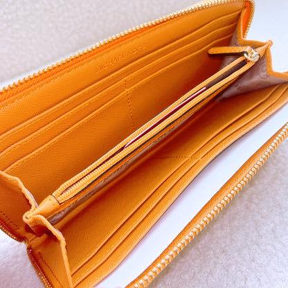 Michael Kors Signature Yellow Large Zip Around Long Wallet