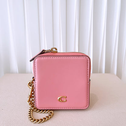 Coach Complimentary Small Chain Wristlet In Brass/bubblegum