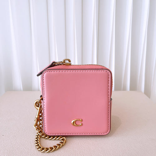 Coach Complimentary Small Chain Wristlet In Brass/bubblegum