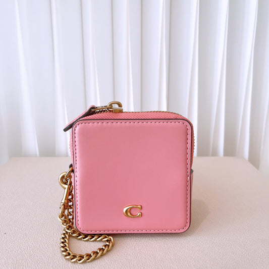 Coach Complimentary Small Chain Wristlet In Brass/bubblegum